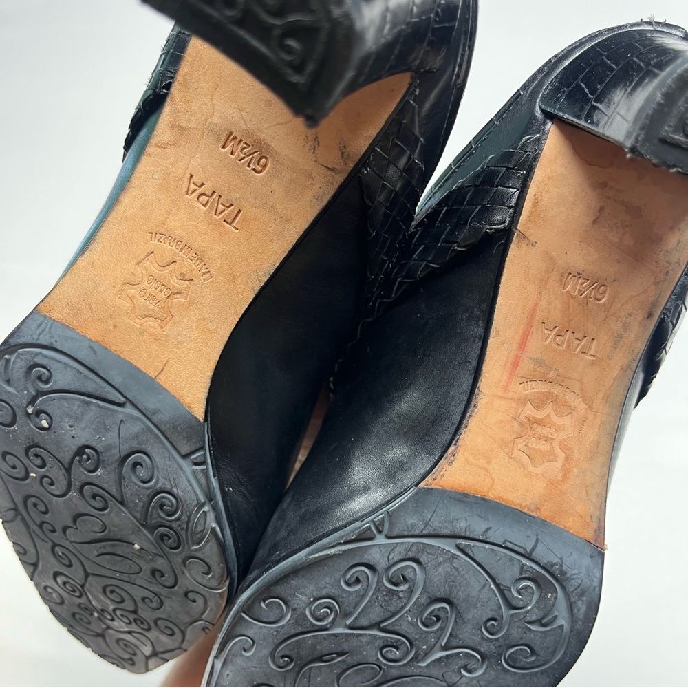 Brighton Western Black Leather Heeled Mules Sz 6.5 - Picture 9 of 9